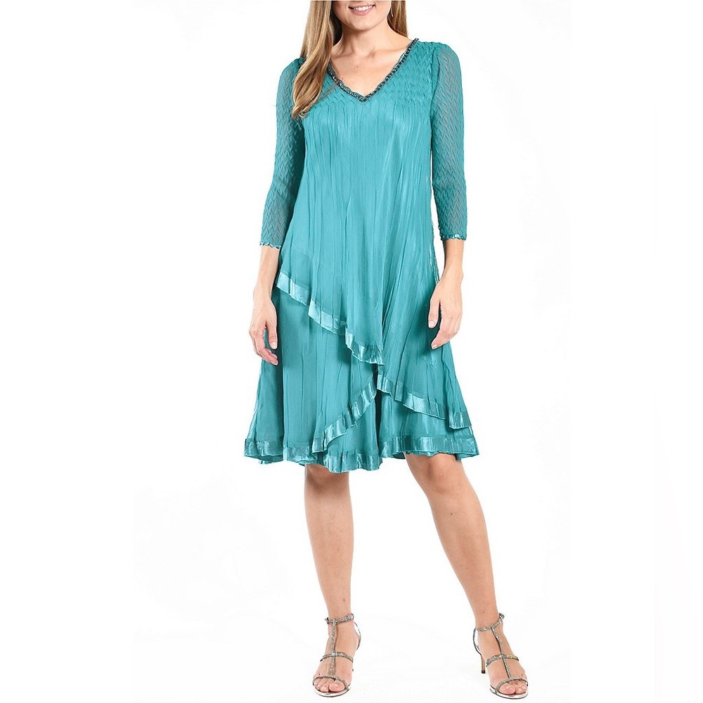 Komarov Teal Knee Length Dress